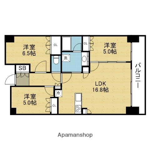リバーガーデン四天王寺(3LDK/11階)の間取り写真