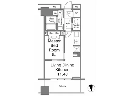 WORLD TOWER RESIDENCE(1LDK/24階)の間取り写真