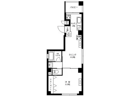 ファベル中野新橋(1LDK/3階)の間取り写真