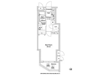 コンフォリア上野入谷(1K/7階)の間取り写真