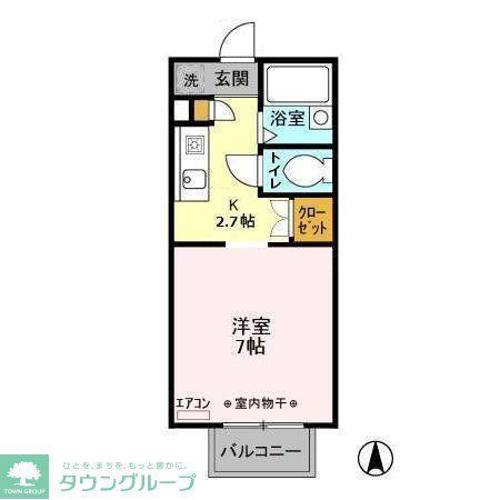 パセオおゆみ野(1K/1階)の間取り写真