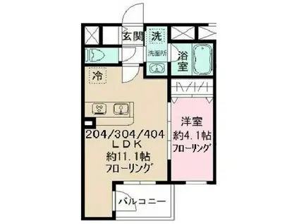 GUTE WOHUNG 北千住(1LDK/2階)の間取り写真