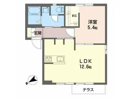 グリーンライフ藤原台A棟(1LDK/1階)の間取り写真