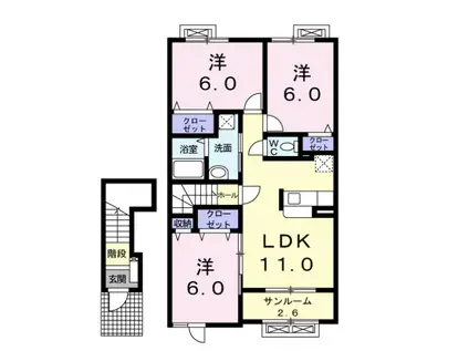 グロリア メンデル (3LDK/2階)の間取り写真