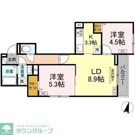 セレスティア興野(2LDK/3階)の間取り写真