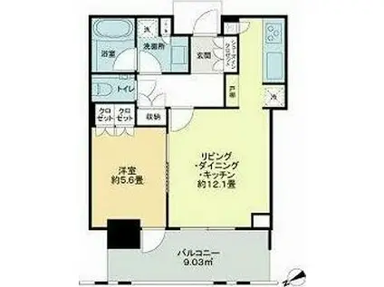 パークコート六本木ヒルトップ(1LDK/5階)の間取り写真