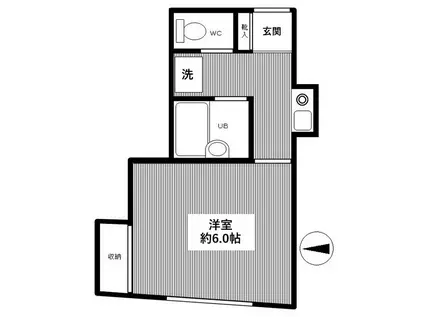 ニューセンチュリー木下(1K/2階)の間取り写真