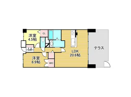 ワコーレ深江駅前ガーデンズ(2LDK/1階)の間取り写真