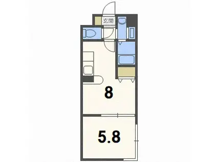 コートひばりが丘(1DK/1階)の間取り写真