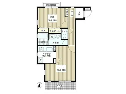 洗足第2マンション(1LDK/1階)の間取り写真