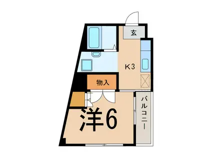 江利川コーポ(1K/2階)の間取り写真