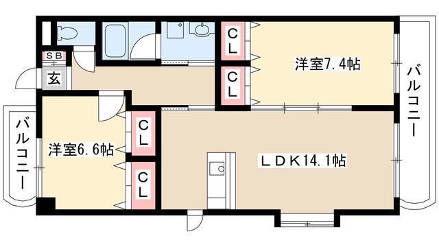 セラヴィー小池(2LDK/3階)の間取り写真