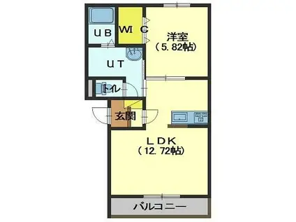 プラチナムコート(1LDK/2階)の間取り写真