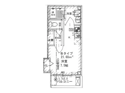 グリーンハウス(1K/1階)の間取り写真