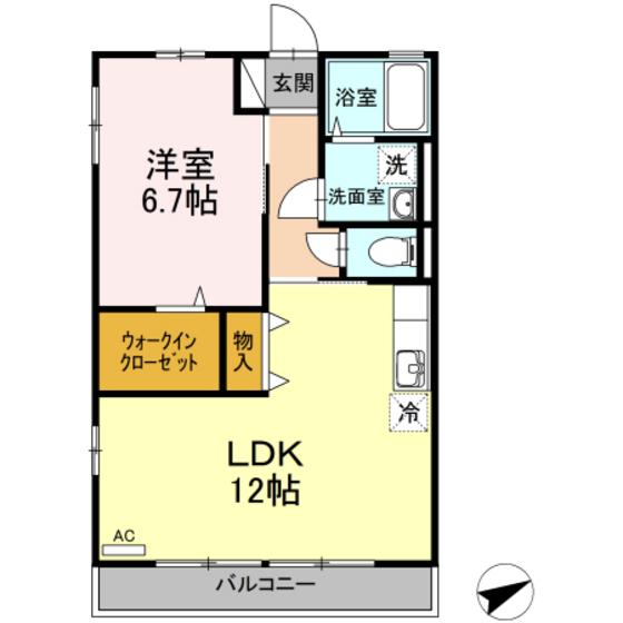 エスポワールIII(1LDK/2階)の間取り写真