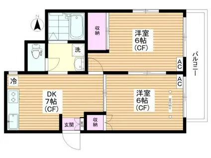 パークサイドシャトル(2DK/2階)の間取り写真