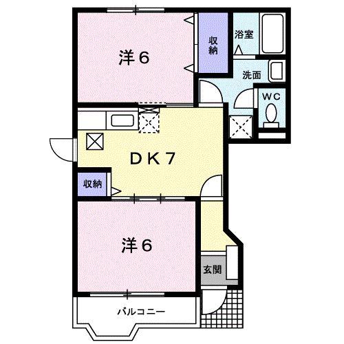 PATIENT上野山(2DK/1階)の間取り写真