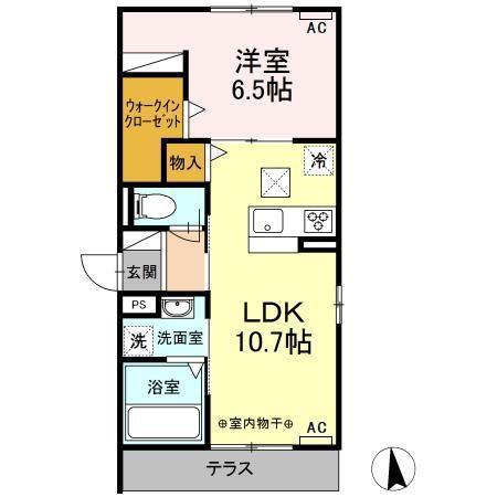 マーメゾン 東田中(1LDK/1階)の間取り写真