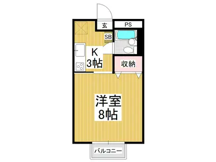 レジデンス弥満一A棟(1K/1階)の間取り写真