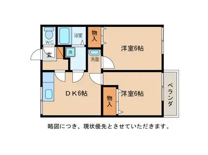 ナガヤマハイツ参番館(2DK/1階)の間取り写真