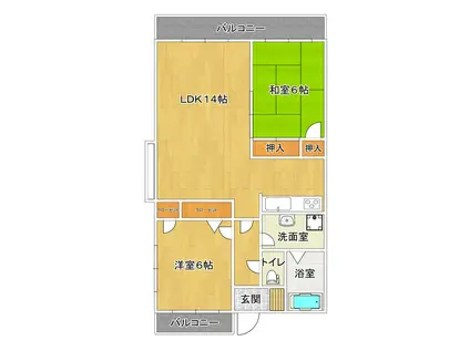 グレイスコートⅠ(2LDK/5階)の間取り写真