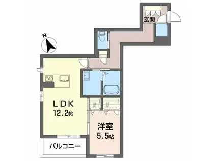 ベレオU土樋(1LDK/3階)の間取り写真