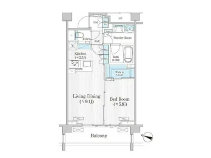 バウスステージ広尾(1LDK/3階)の間取り写真