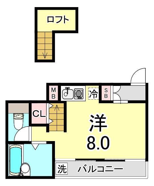 シャルマンフジ須磨壱番館(ワンルーム/3階)の間取り写真
