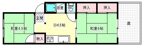 加賀ハイム(2DK/1階)の間取り写真