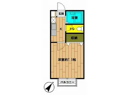 プレジールN(1K/2階)の間取り写真