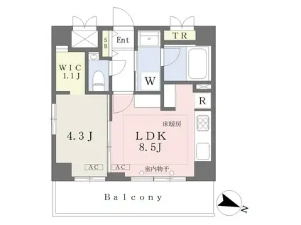 グリーンヒルズ南大塚(1LDK/4階)の間取り写真