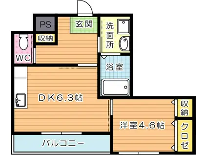 コーポ川内(2LDK/2階)の間取り写真