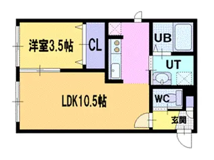 YUGA(1LDK/1階)の間取り写真