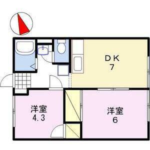 サンシティ桂(2DK/1階)の間取り写真