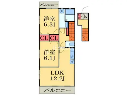 メゾンときわ(2LDK/2階)の間取り写真