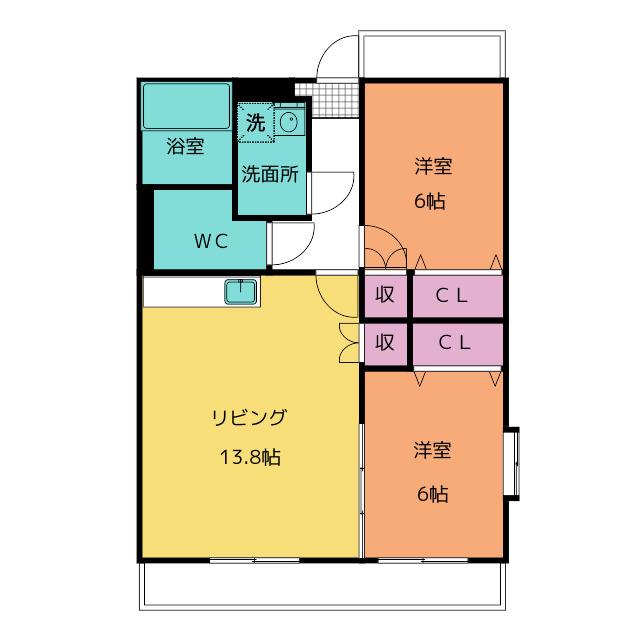 ア・ドリーム星ヶ丘(2LDK/2階)の間取り写真