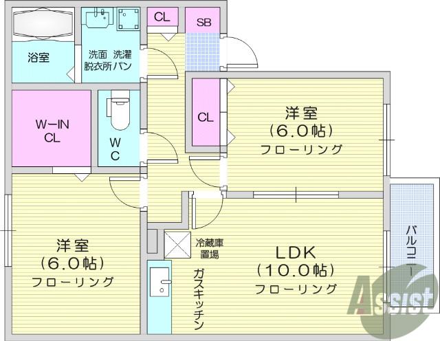 サンライトカンタ(2LDK/2階)の間取り写真