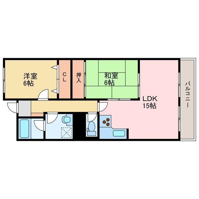 ベルトピア新居浜(2LDK/6階)の間取り写真
