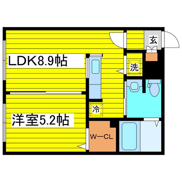 ブランノワールDECO(1LDK/1階)の間取り写真