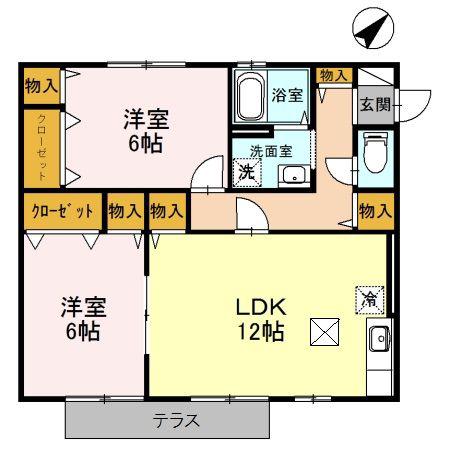 レジデンス星ヶ丘(2LDK/1階)の間取り写真