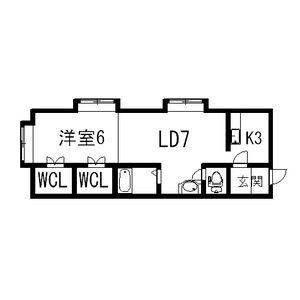 プラザN12(1LDK/2階)の間取り写真