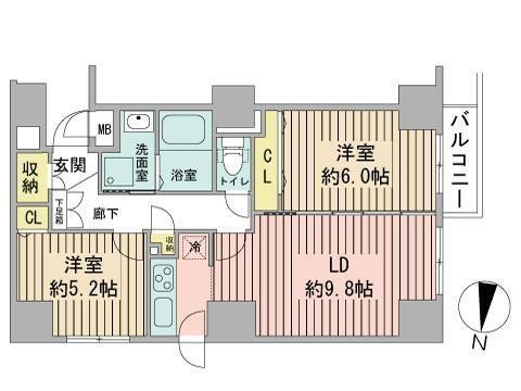 UURコート札幌南3条プレミアタワー(2LDK/11階)の間取り写真