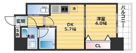スプランディッド安土町(1DK/10階)の間取り写真