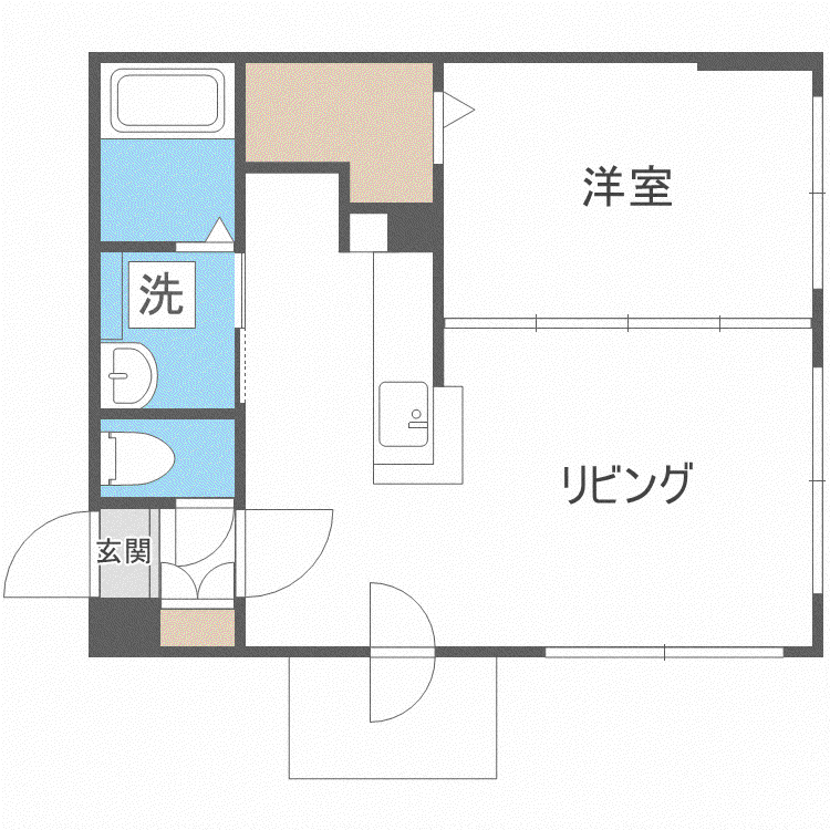 モルティーニ南円山(1LDK/3階)の間取り写真