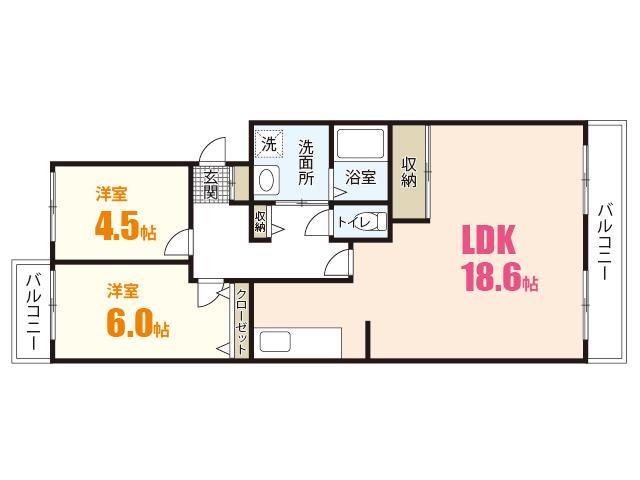アンデス祇園(2LDK/2階)の間取り写真