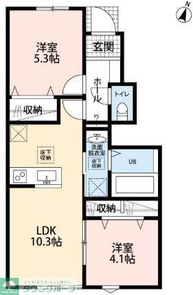 リーブルファイン八潮南川崎III(2LDK/1階)の間取り写真