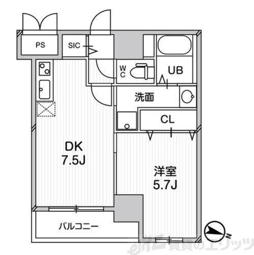 プレアデス千里山田(1DK/2階)の間取り写真