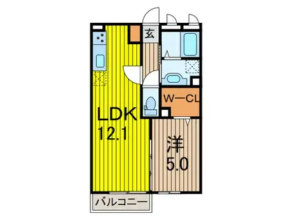ROCK VILLAGE(1LDK/2階)の間取り写真