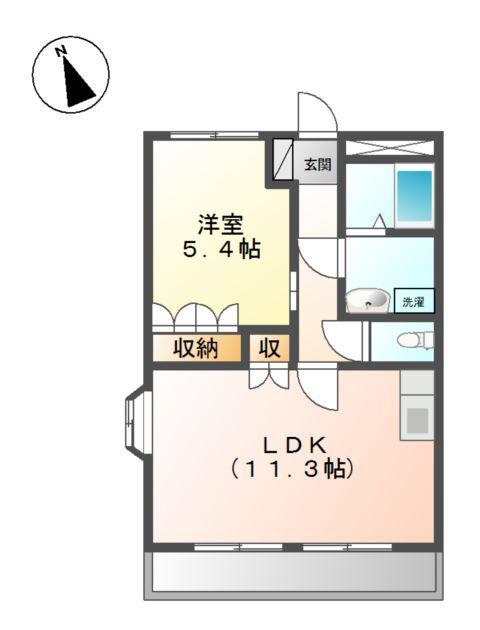 グランドールエルク(1LDK/2階)の間取り写真