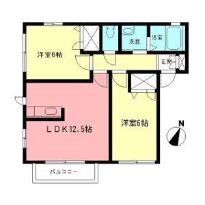 フジハイムB(2LDK/2階)の間取り写真